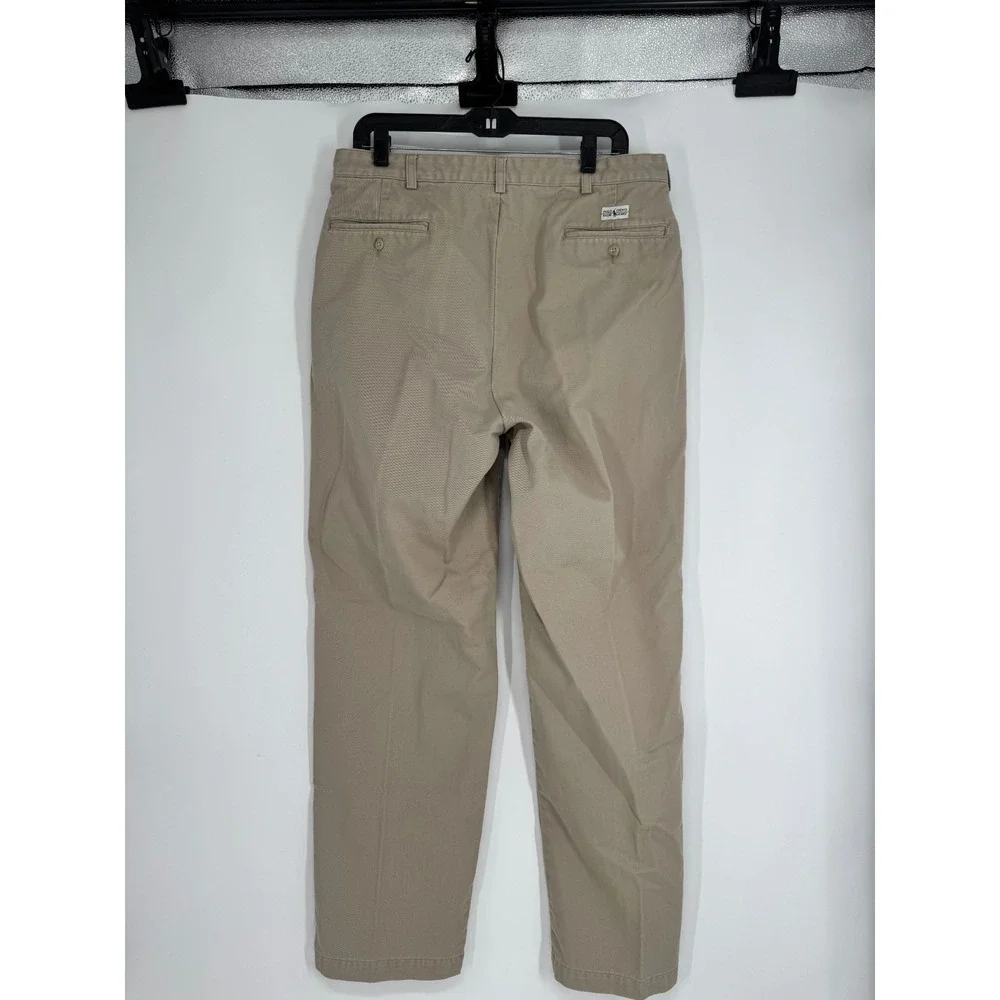Polo Ralph Lauren Andrew Pants Mens Size 35x32 Khaki Vintage Baggy Pleated Chino